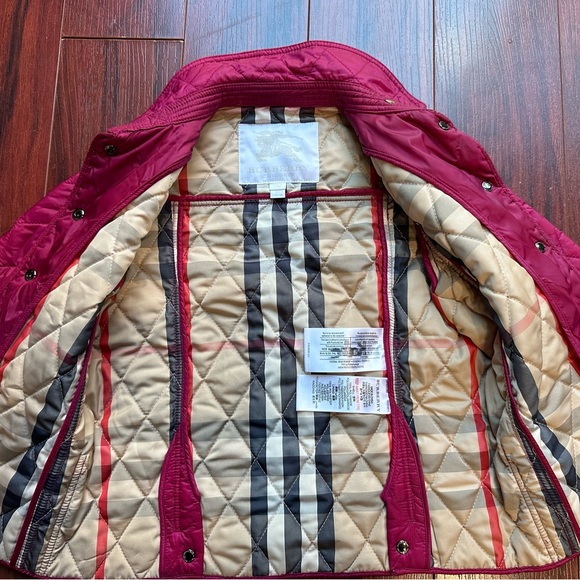 Girls Maroon Burberry Button Up Jacket - Picture 3 of 5